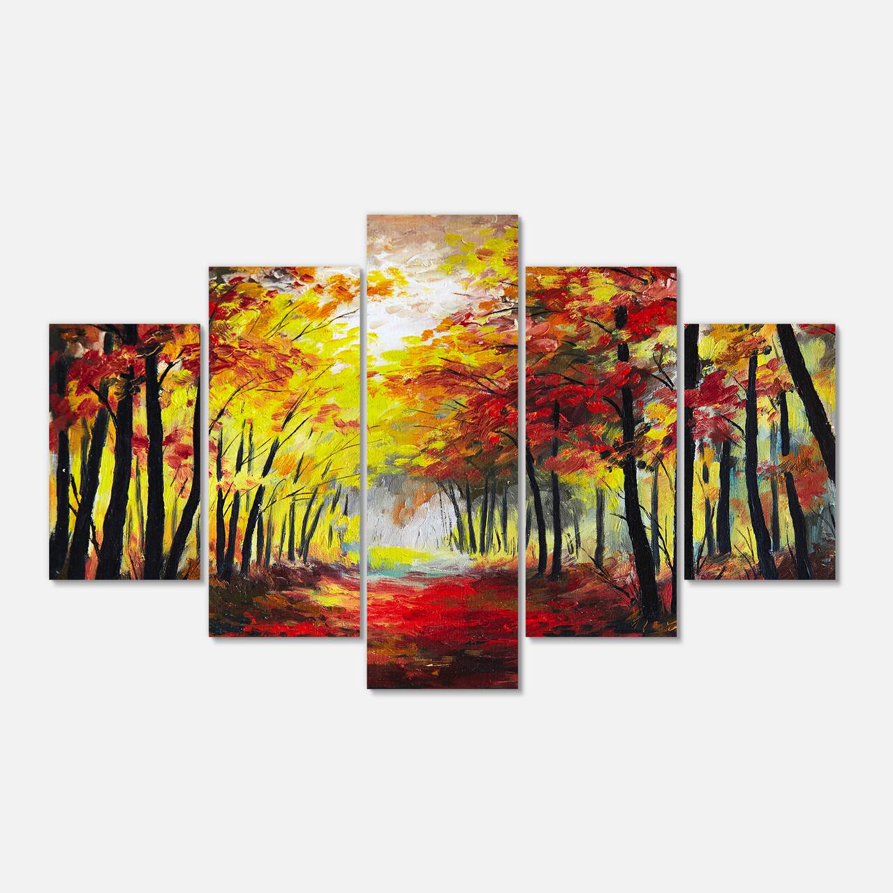 Designart - Walk Through Autumn Forest - Landscape Art Print Canvas